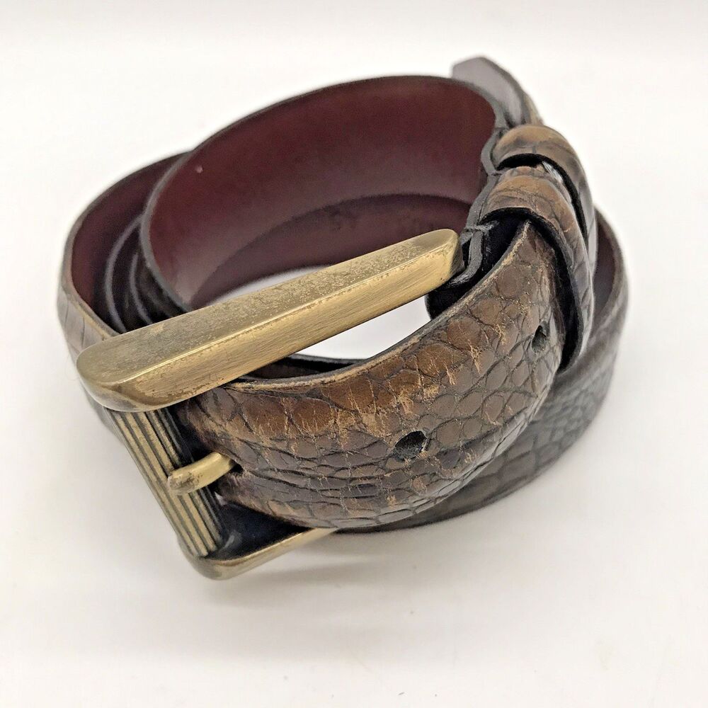 Tulliani Croc Embossed Italian Calfskin Belt Men's 46 Brown Roller Belt 2103 USA - Picture 3 of 16